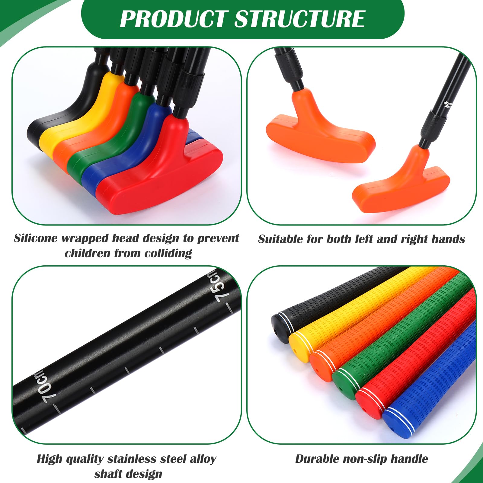 Wettarn 6 Set Golf Putters for Men and Women Two Way Mini Golf Putter with 6 Balls for Right or Left Handed Golfers Adjustable Length