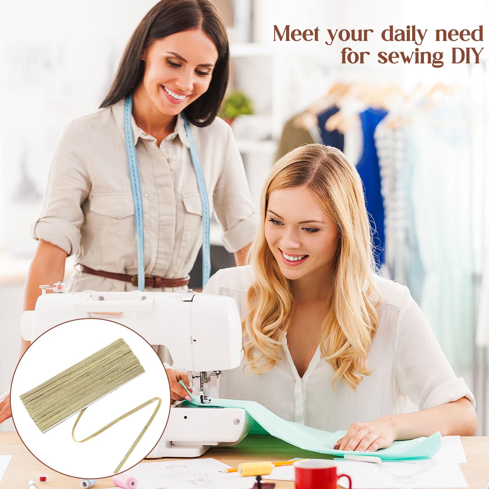 Shappy Elastic for Sewing Knit Elastic Band 1/2 Inch x 11 Yards (Beige)