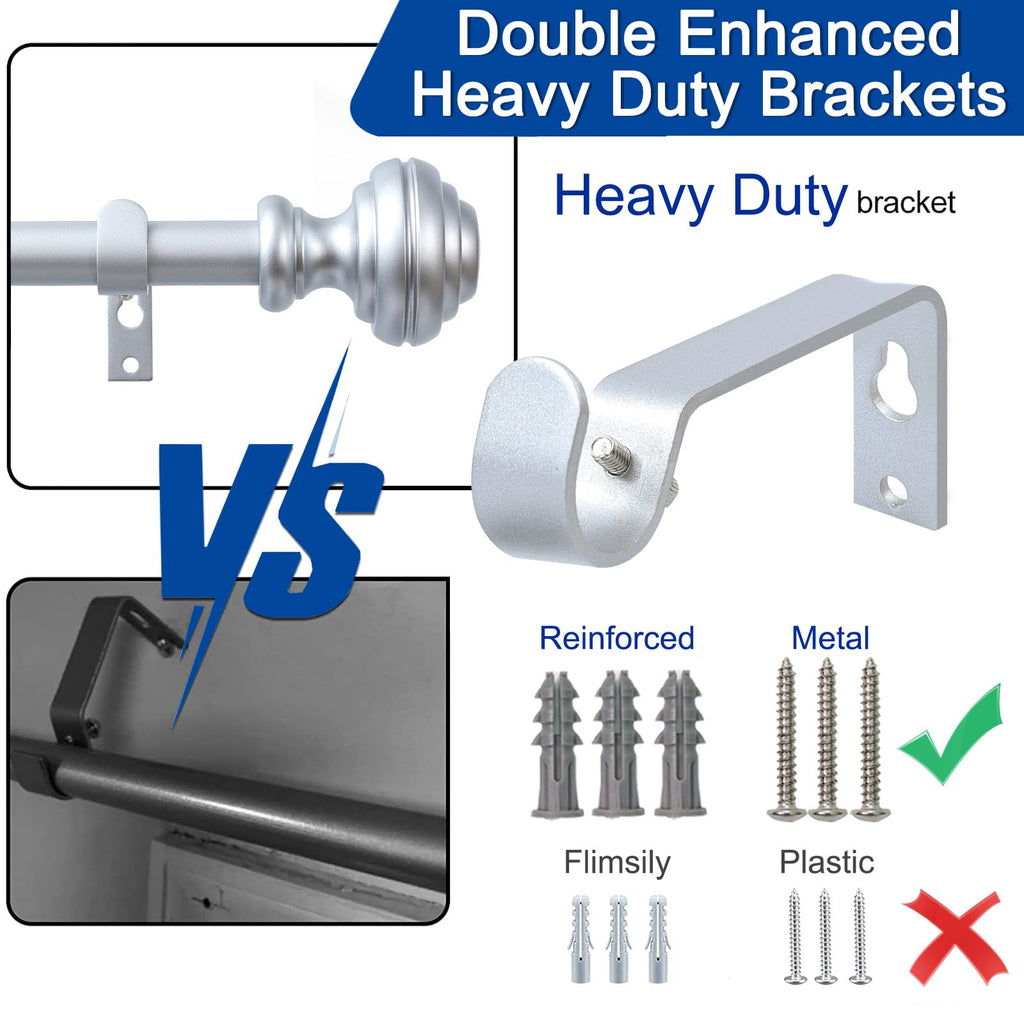 Curtain Rods for Windows 48-84 inch,3/4 inch Heavy Duty Adjustable Decorative Curtain Rod with Modern Finials,Window Rods for Bedroom, Living Room,Patio and Kitchen