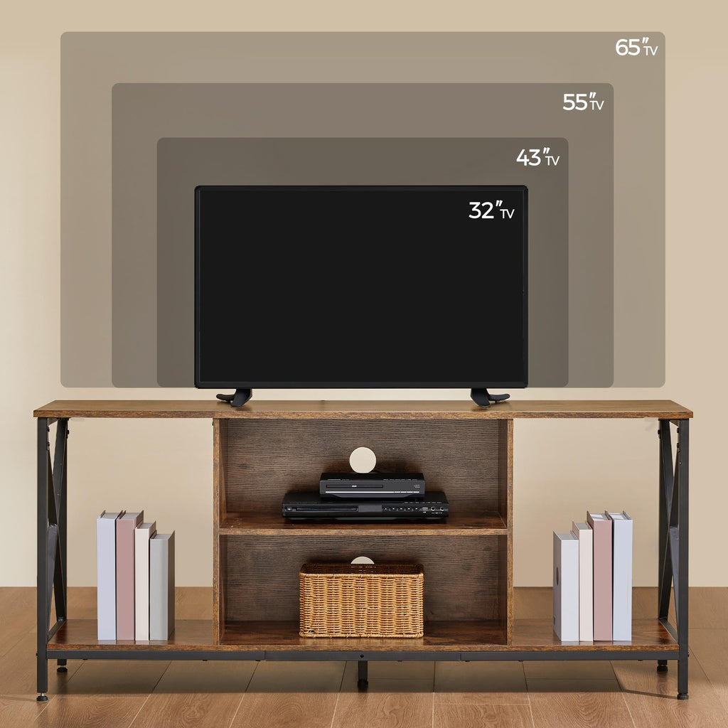 Yaheetech Industrial TV Stand for 55 Inch TV, Entertainment Center Media Console Table with Open Storage for Living Room, Wood Modern Furniture, Gray