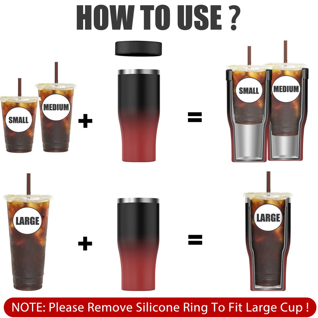 Universal Iced Coffee Sleeve - Upgraded Double Wall Reusable Stainless Steel Holder Sleeves Insulator for Cold Drinks Fits Starbucks Dunkin Donuts McDonalds Small Medium Large Cup (Aurora)