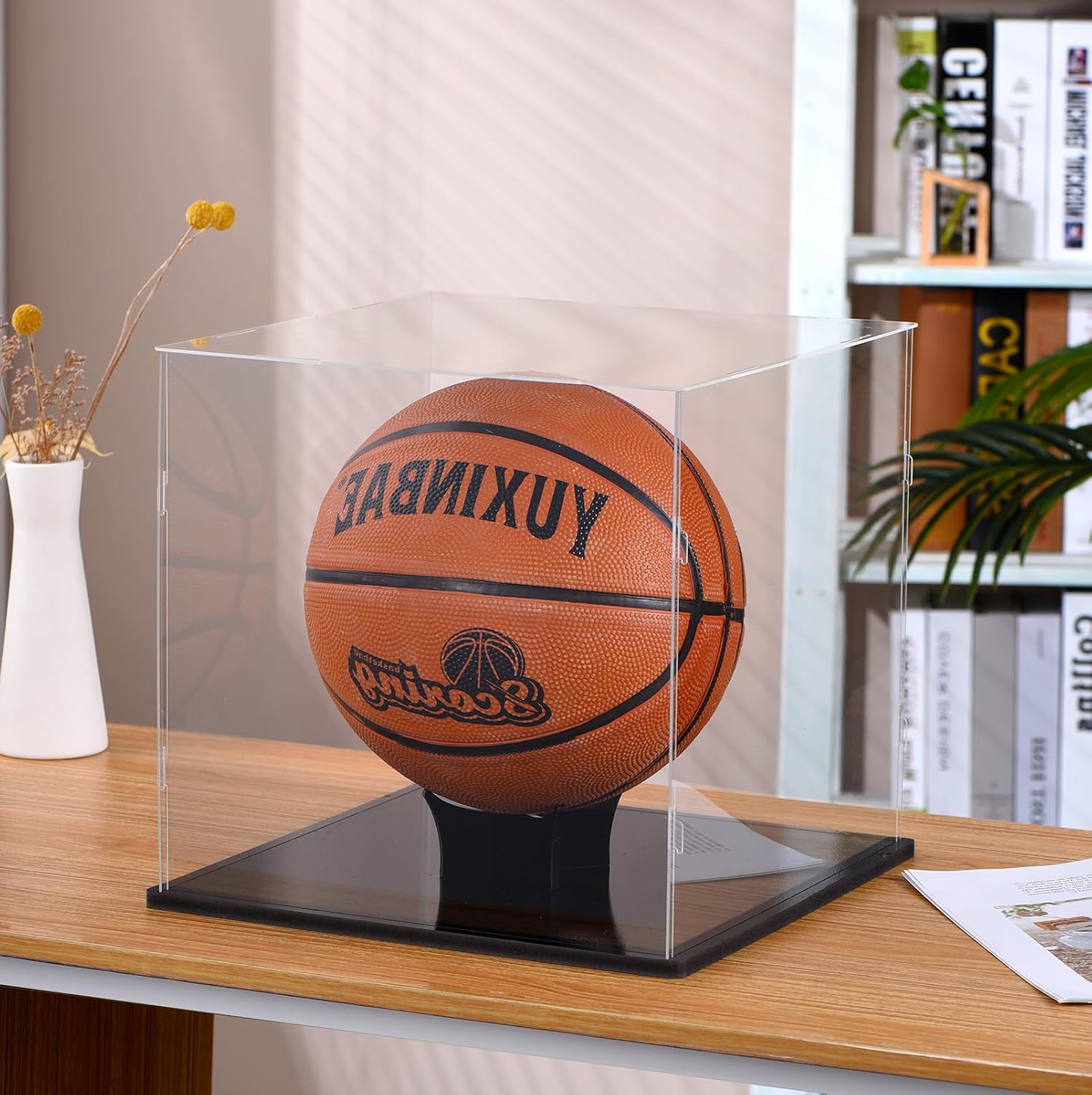Clear Acrylic Display Case UV Protected Acrylic Basketball Holder, Display Case for Autographed Basketball, for basketballs, dolls, car models, souvenirs(basketball)