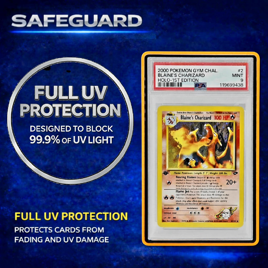 Metal PSA Slab Bumper Case UV Resistant- Safeguard Stackable Magnetic Aluminum Metal Case For Graded Cards (Black)