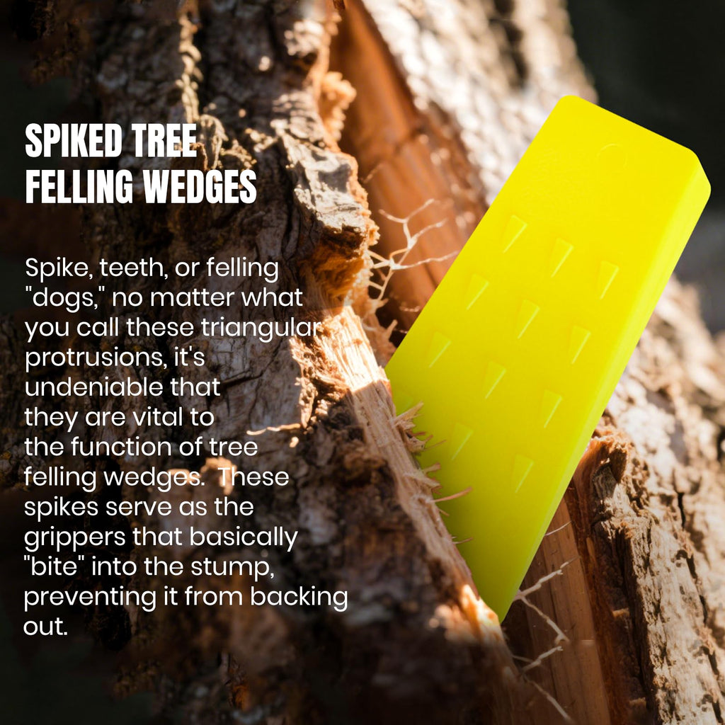 AR-PRO 6 Pack Tree Felling Wedges with Spikes for Safe Tree Cutting – 5.5” Wedges with Storage Bag; 6 Felling Dogs to Guide Trees Stabilize and Safely to Ground for Loggers and Fallers