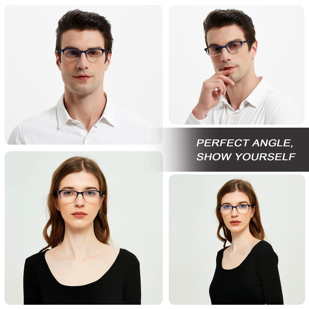EYEURL Reading Glasses for Women Men Blue Light Blocking, 0.00 Anti Eye Strain Computer Readers, TR90 Ultra Lightweight Rectangle Frame Eyeglasses