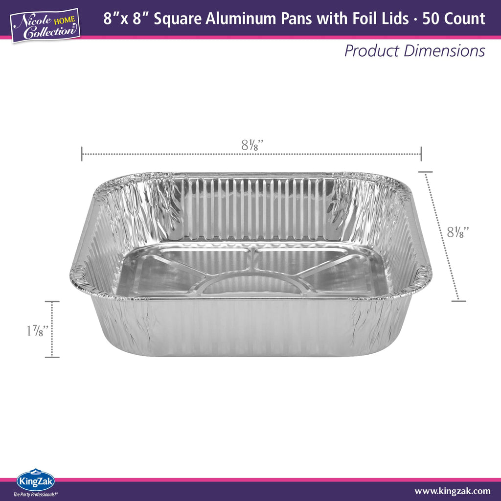 8x8 Aluminum Pans With Lids (10 Pack) 8 Inch Foil Pans With Covers - Cake Pans - Aluminum Square Pans With Lids - Disposable Food container - great For Cake Baking, Cooking, Freezing, Prepping Food