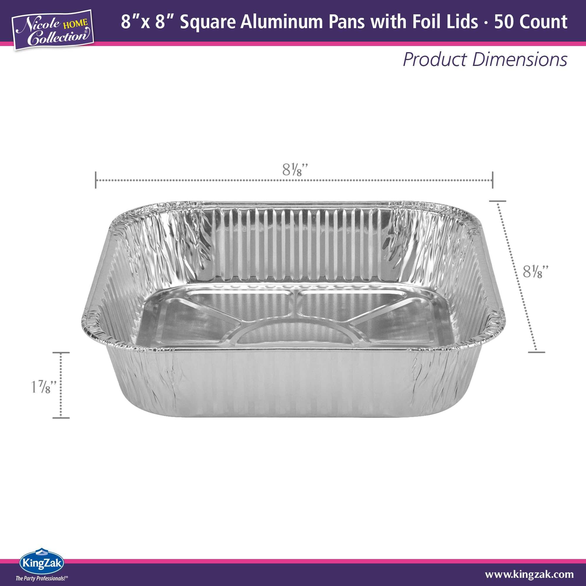 8x8 Aluminum Pans With Lids (10 Pack) 8 Inch Foil Pans With Covers - Cake Pans - Aluminum Square Pans With Lids - Disposable Food container - great For Cake Baking, Cooking, Freezing, Prepping Food