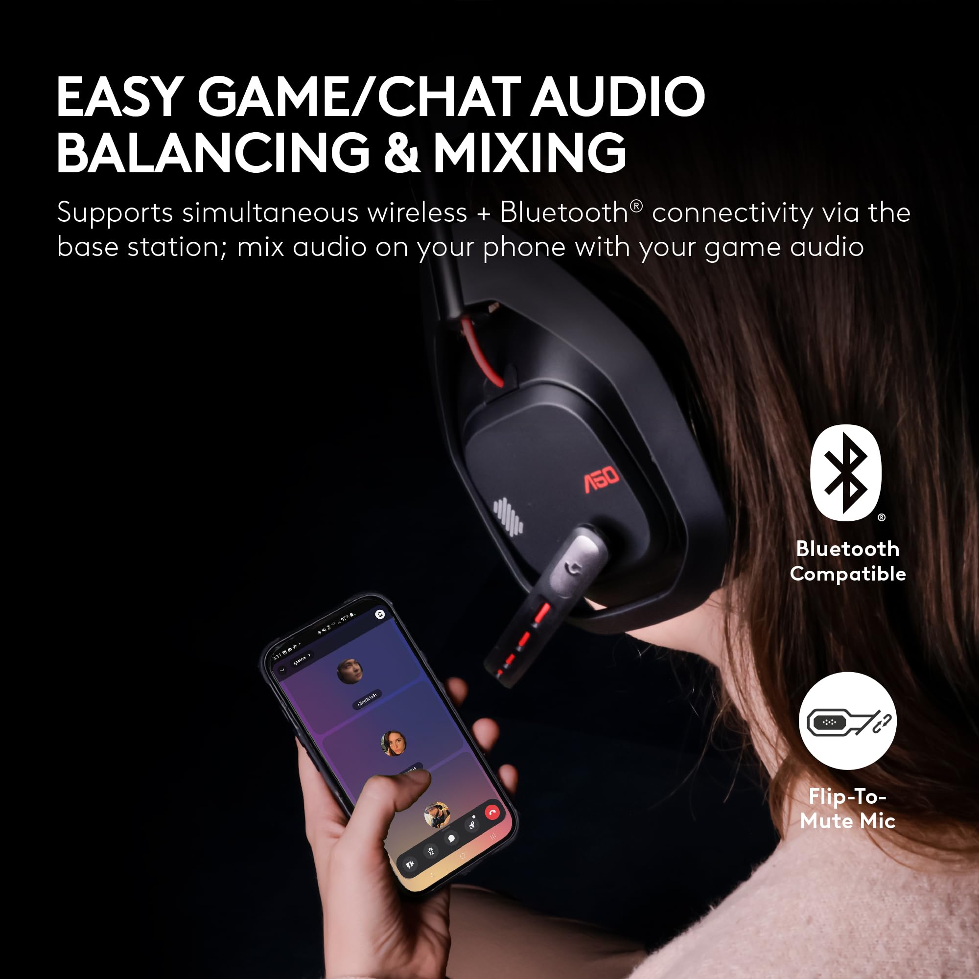 Logitech G Astro A50 X Multi-Platform Wireless Gaming Headset + Base Station for PS5/Xbox/PC: PLAYSYNC Video & Audio Switcher, HDMI 2.1 4K 120Hz VRR, <24bit/48kHz, 24hr Battery, 2.4GHz & BT - Black