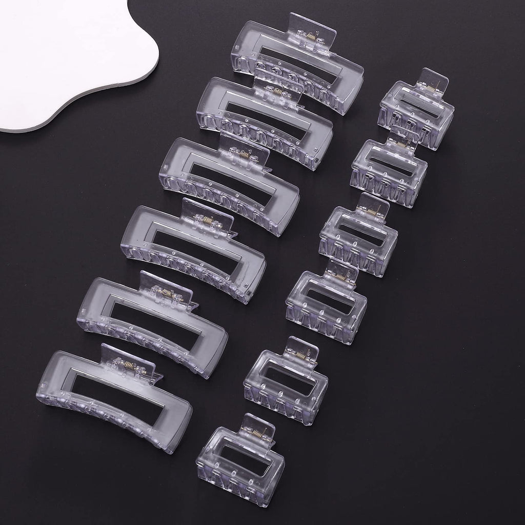 12 Pack Black Square Claw Clips, Big and Small Neutral Rectangle Hair Claw, Non-slip Matte Large Hair Clips for Women,Strong Hold jaw clip for Thick Thin Hair