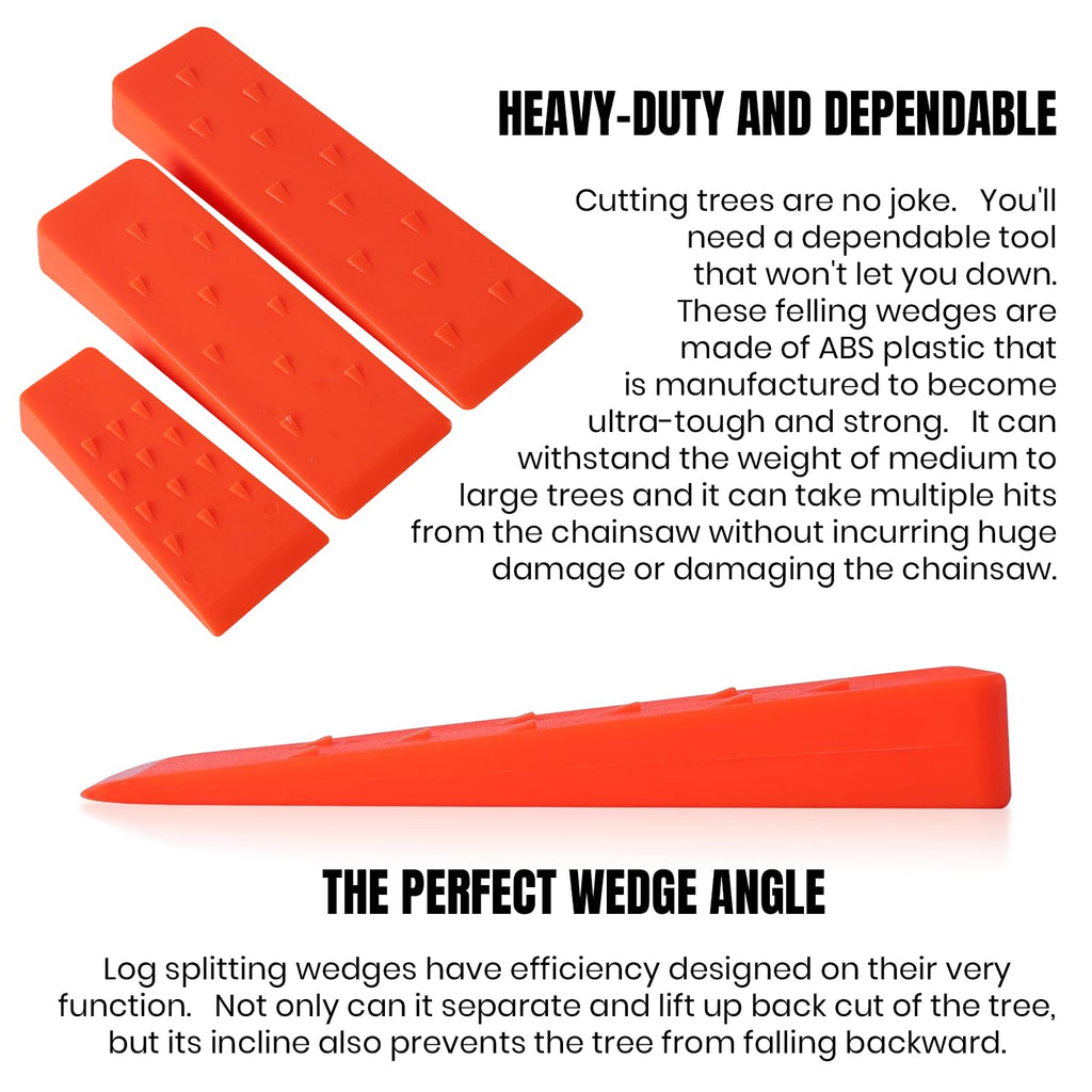 AR-PRO 6 Pack Tree Felling Wedges with Spikes for Safe Tree Cutting – 5.5” Wedges with Storage Bag; 6 Felling Dogs to Guide Trees Stabilize and Safely to Ground for Loggers and Fallers