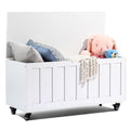 HYZ Storage Chest, 39.4'' Wooden Storage Bench with 4 Wheels & 2 Safety Hinges, Retro Toy Box Support 300 lbs for Bedroom, Living Room, Easy Assembly, Rustic Brown