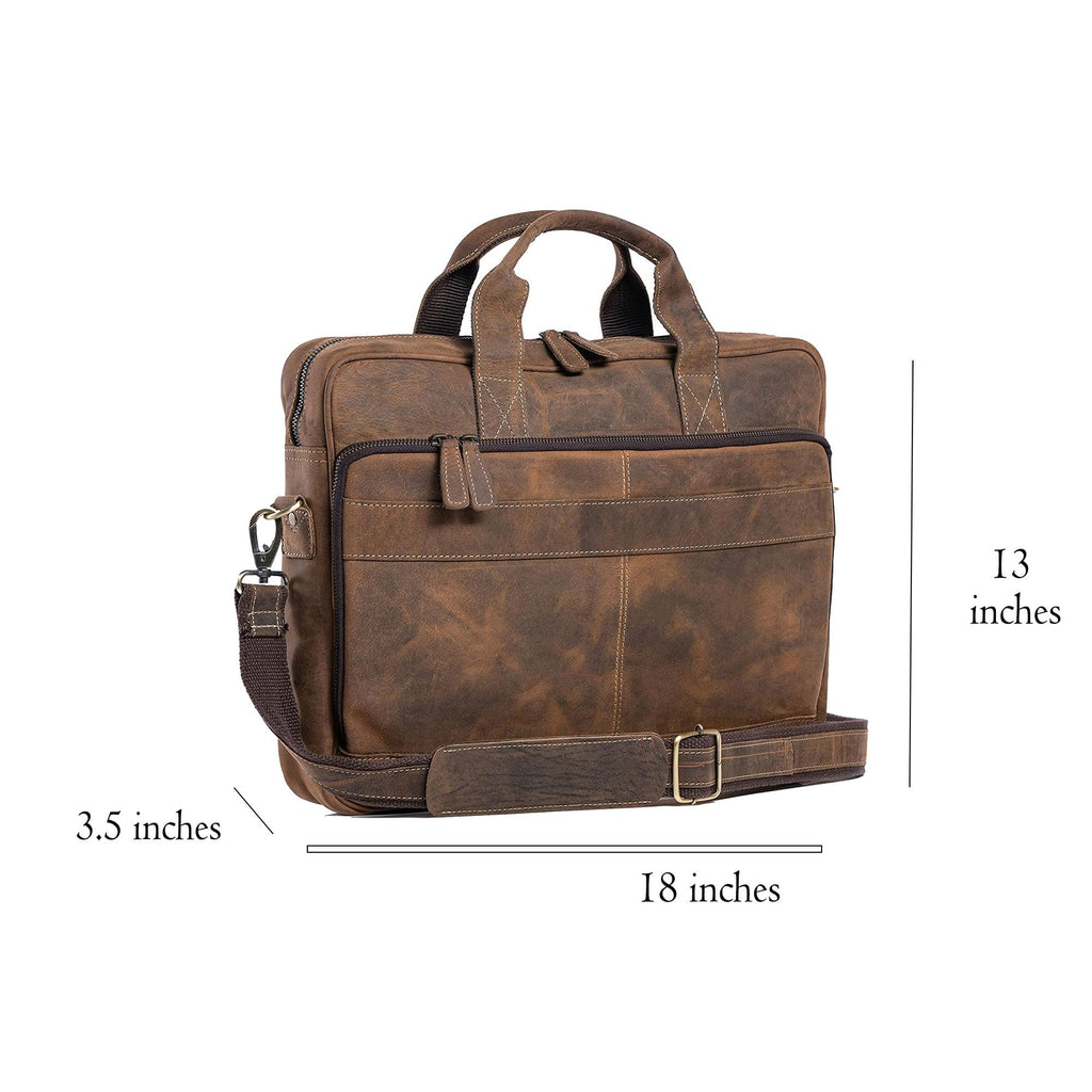 Leather briefcase 18 Inch Laptop Messenger Bags for Men and Women Best Office briefcase Satchel Bag (Black)