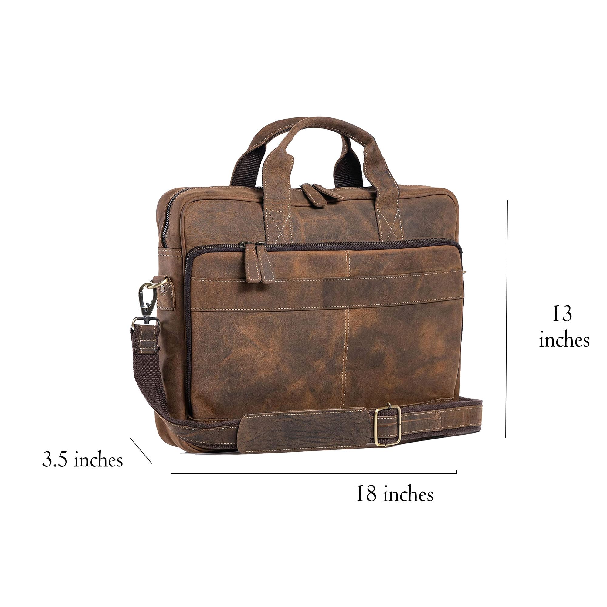 Leather briefcase 18 Inch Laptop Messenger Bags for Men and Women Best Office briefcase Satchel Bag (Black)