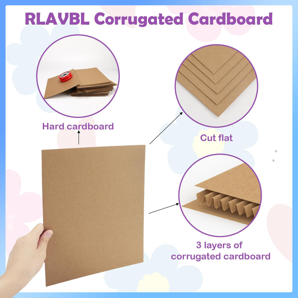 RLAVBL 200 Pack 3.5x4.5 White Corrugated Cardboard Sheets, Flat Cardboard Inserts for Shipping, Mailing, Packing, DIY Crafts