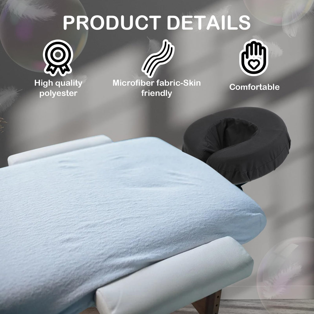 Macarrie 24 Pcs Face Cradle Covers for Massage Table Microfiber Reusable Soft Thicker Massage Table Headrest Covers Bulk Oil Proof Cradle Head Rest Sheets for Spa Beauty Salons(Beige)