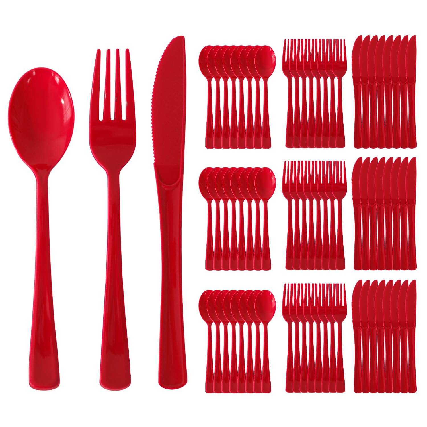 150 Pack Plastic Silverware,Disposable Cutlery Set Heavy Duty Utensil Sets 50 Forks 50 Knives 50 Spoons for Brithday, Wedding,Home School Party Picnics Restaurant Outdoor Events (Black)