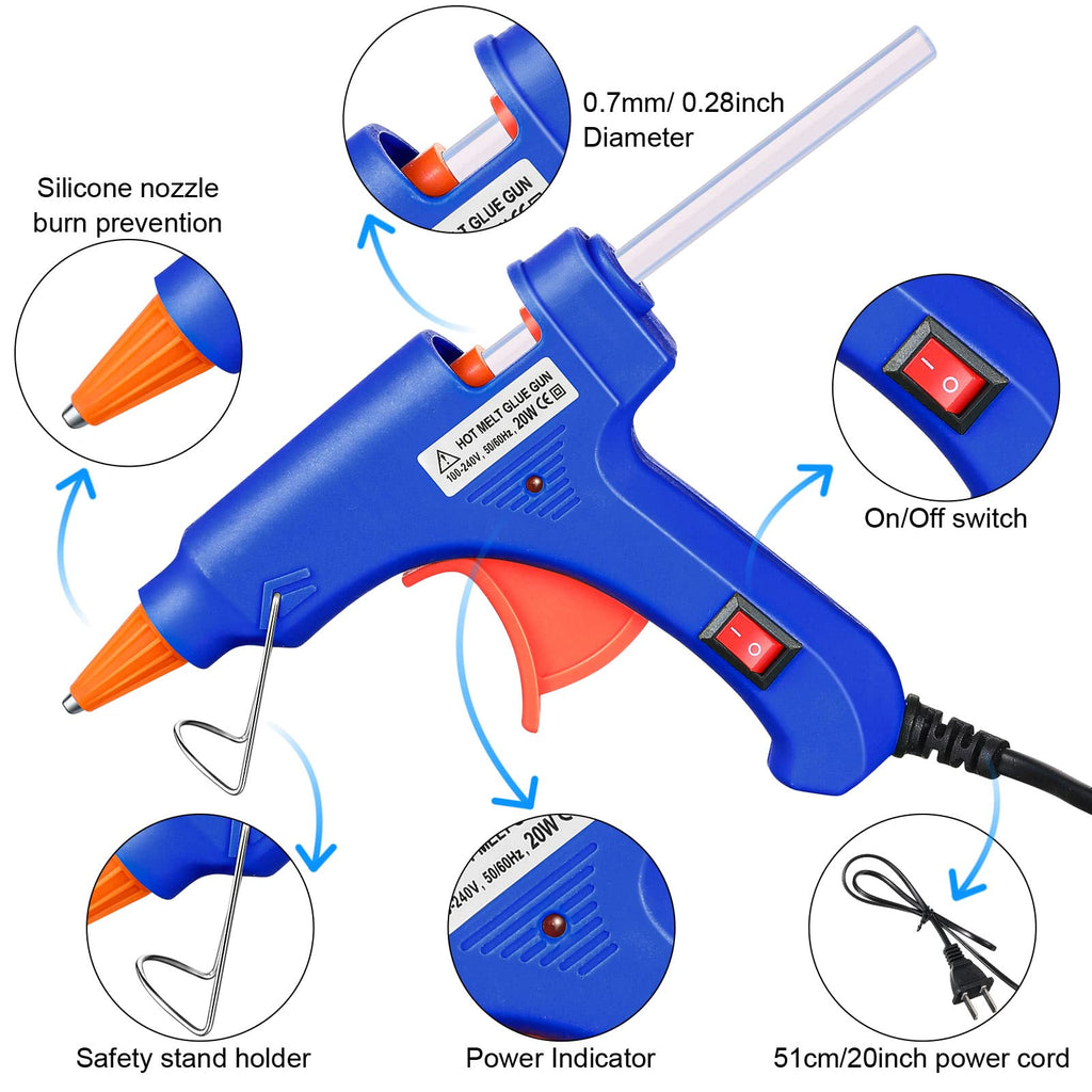 Zhengmy 6 Pcs Mini Glue Gun Crafts Hot Melt Guns Low Temp Glue with Burn Protection Fast Preheating and Easy Squeeze Trigger for School DIY Arts Class Projects Home Quick Repairs, 20 W (Multicolor)