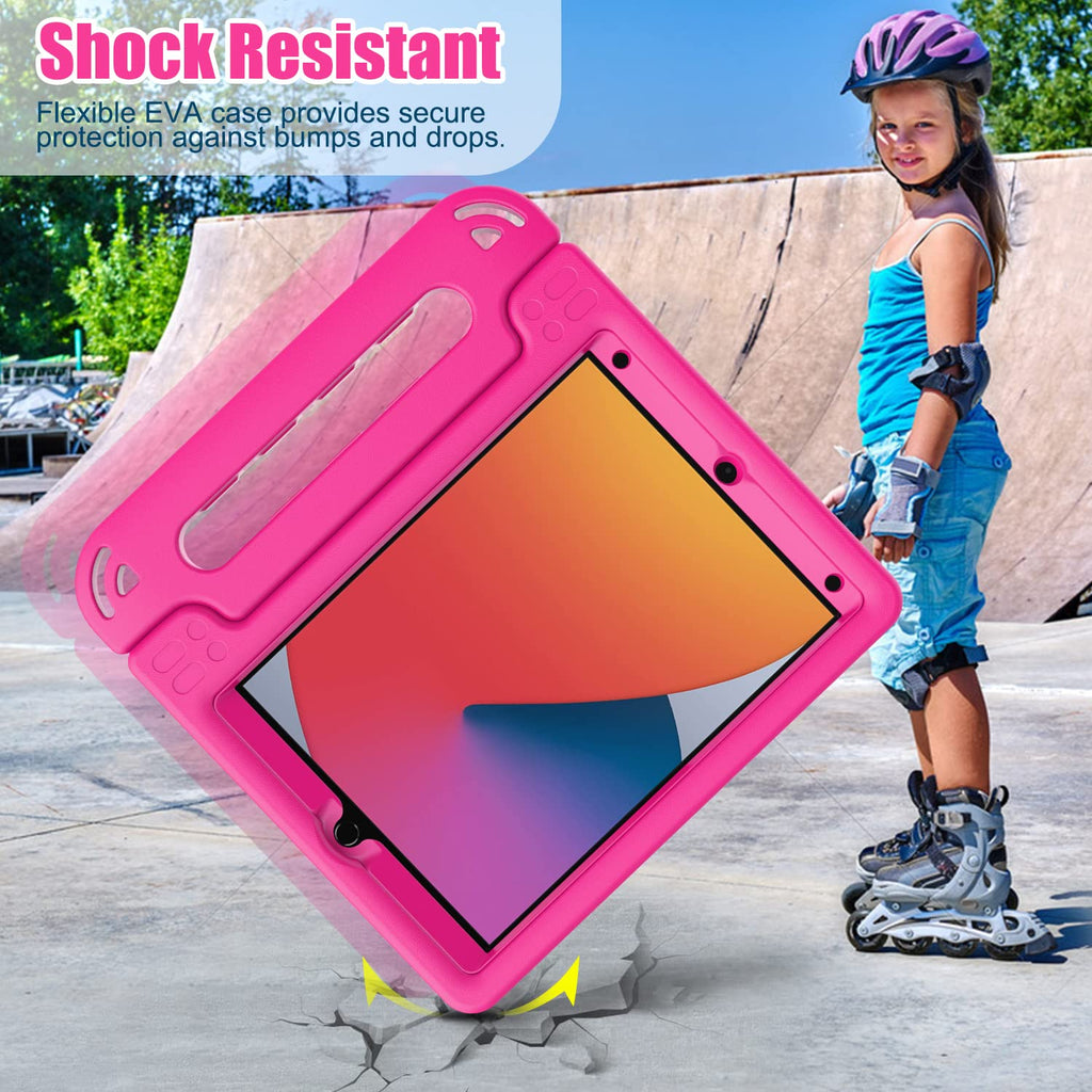 AVAWO Kids Case for iPad 10.2" 9th & 8th & 7th Generation, iPad 10.2 2021/2020/2019 Case with Built-in Screen Protector, Light Weight Shock Proof Handle Stand Friendly Cover for iPad 10.2" - Black