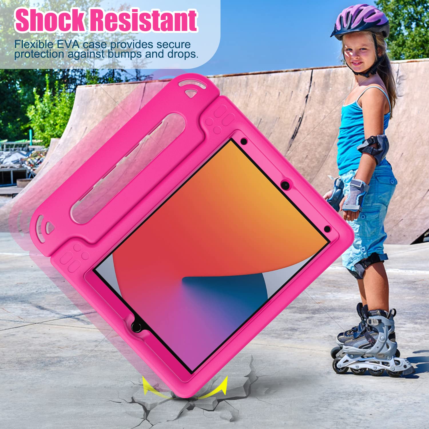 AVAWO Kids Case for iPad 10.2" 9th & 8th & 7th Generation, iPad 10.2 2021/2020/2019 Case with Built-in Screen Protector, Light Weight Shock Proof Handle Stand Friendly Cover for iPad 10.2" - Black