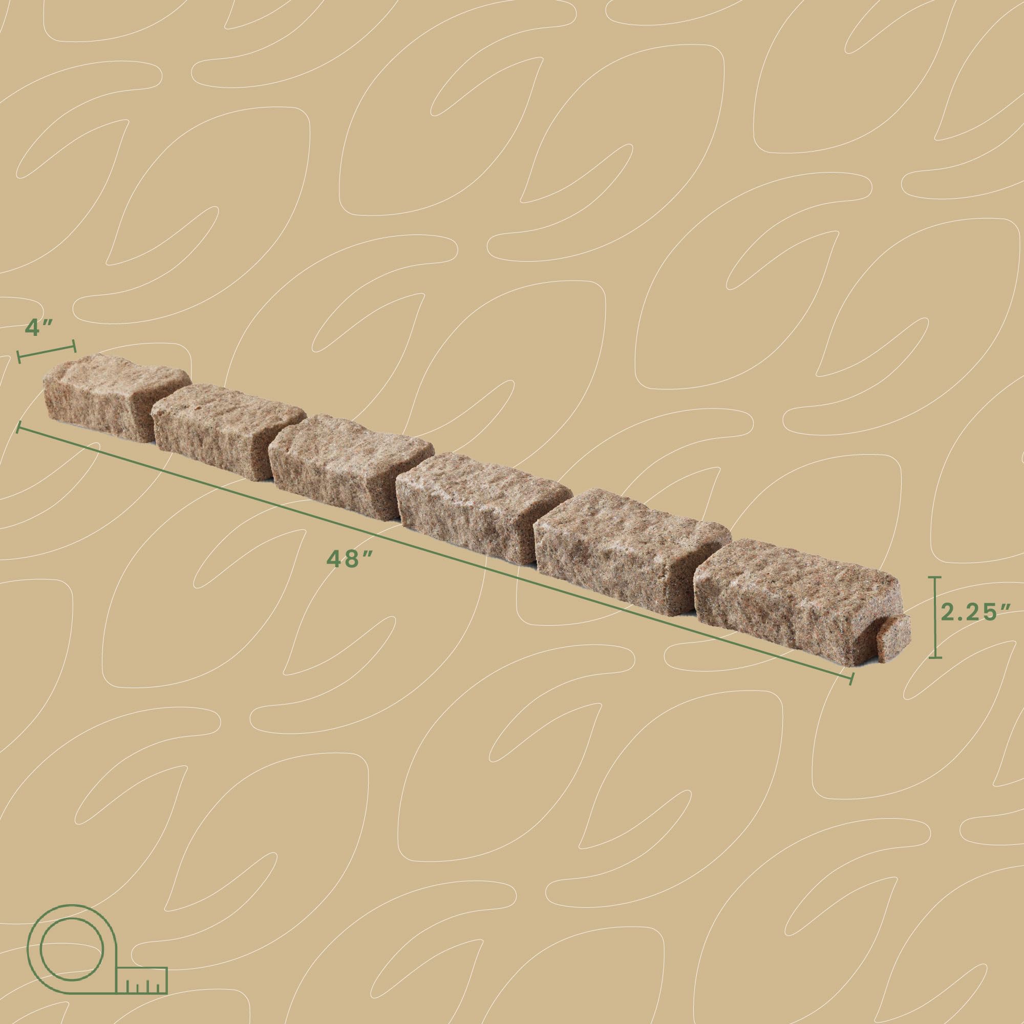 Beuta Landscape Edging | Garden Edging Border | Faux Stone Bricks for Lawn edging, Flower beds, Pathways & Yard Edging– 1 Pack | Each Section Has 6 Bricks 48"L x 4"W x 2.25"H | 3 Spikes |Cobblestone
