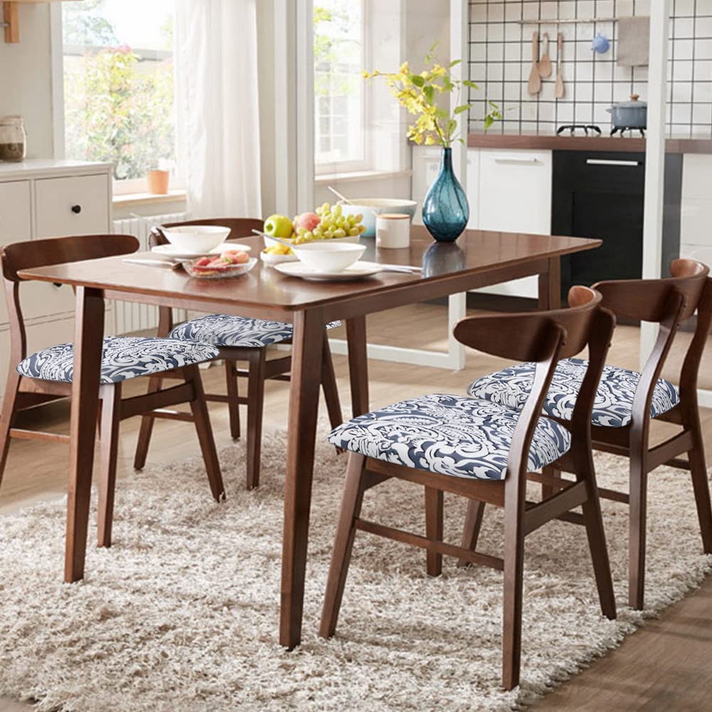 SearchI Seat Covers for Dining Room Chairs Stretch Printed Chair Seat Covers Set of 2, Removable Washable Upholstered Chair Seat Protector Cushion Slipcovers for Kitchen, Office(Ball Flower)