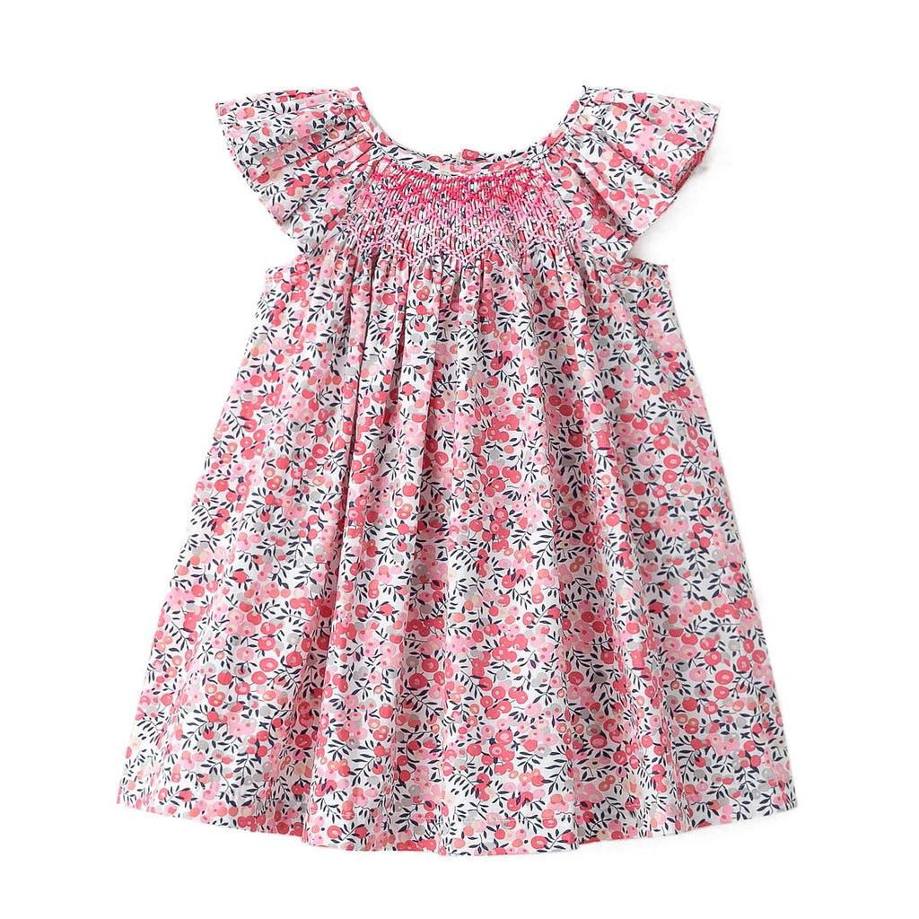 Simplee kids Baby Girl Smocked Dress Summer Casual Short Sleeve Dresses Floral Print Sundress Princess Dress for Toddlers