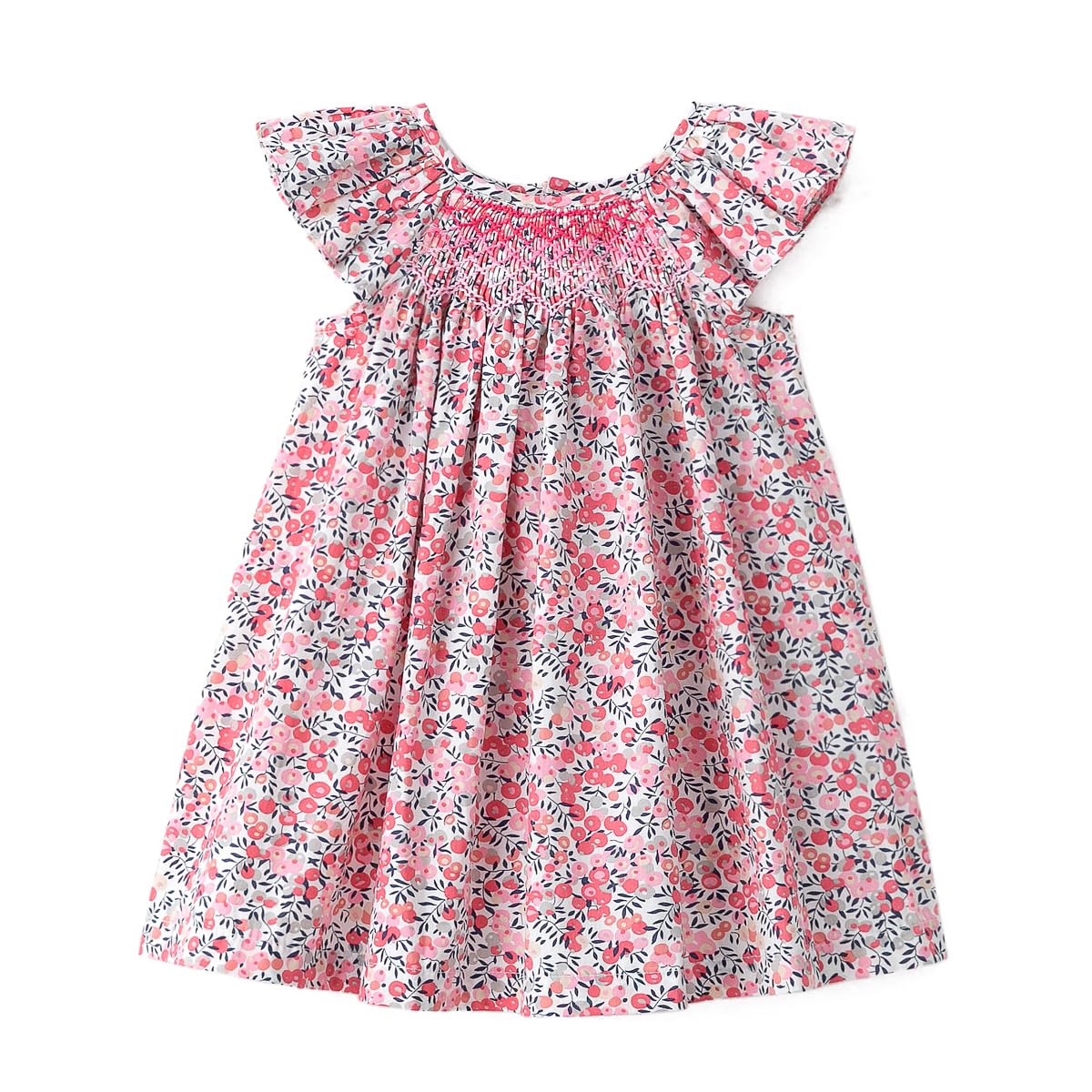 Simplee kids Baby Girl Smocked Dress Summer Casual Short Sleeve Dresses Floral Print Sundress Princess Dress for Toddlers