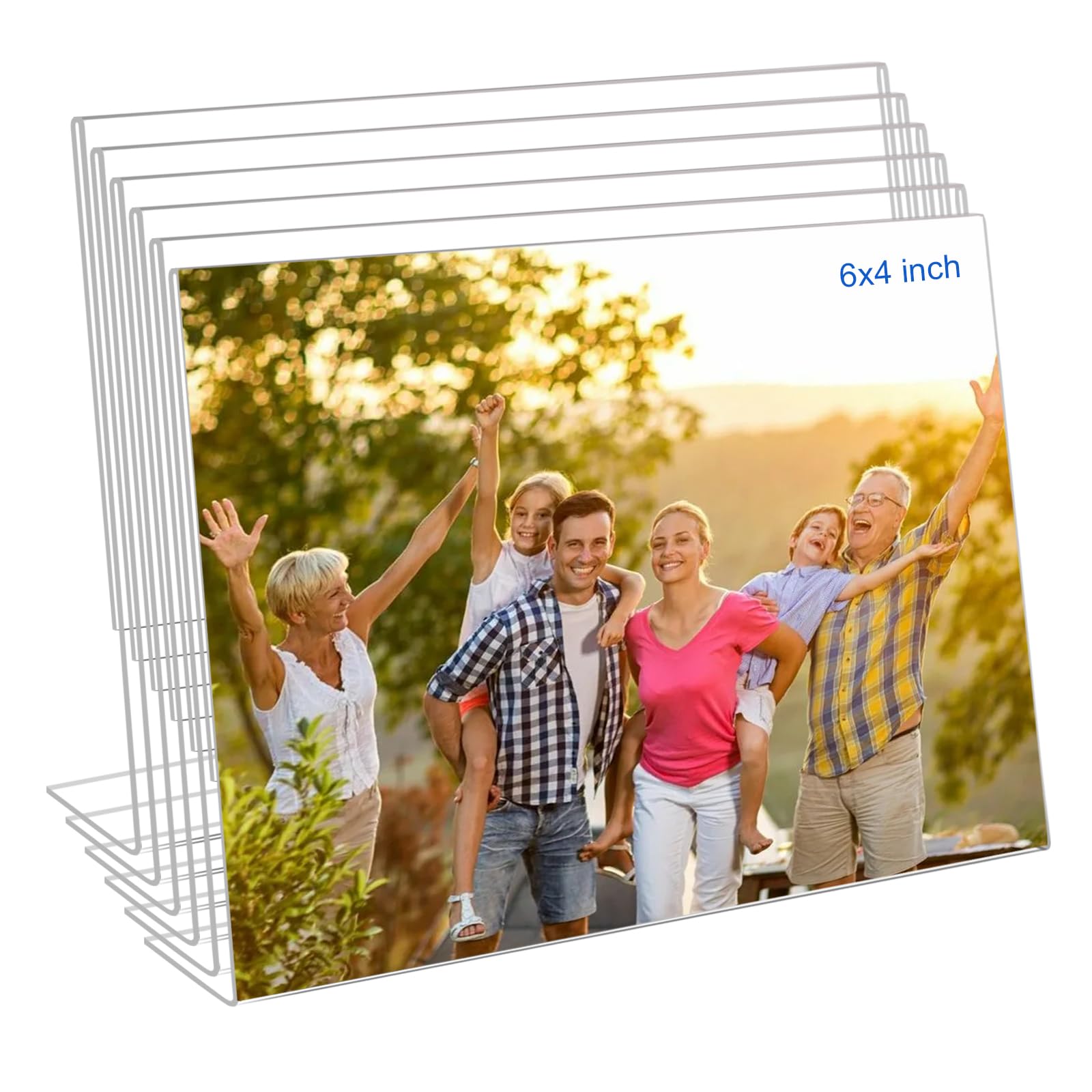 4x4 Acrylic Picture Frames, Set Of 6 Clear Acrylic Frameless Gift for Desktop Display, Standing Picture or Display Sign Holder with Inserts for Home Office