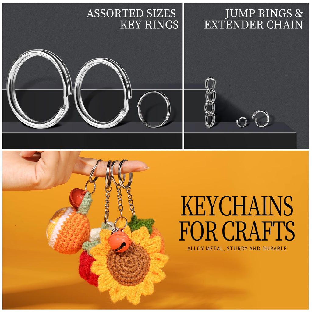 LEOBRO Keychain Making Kit, 265PCS Keychains Clips and Key Rings, Well Crafted Sturdy Key Chain Making Kit, Key Chain Rings, Keychains Hooks, for Key Chains, Lanyard, Jewelry Making, Crafts, Silver