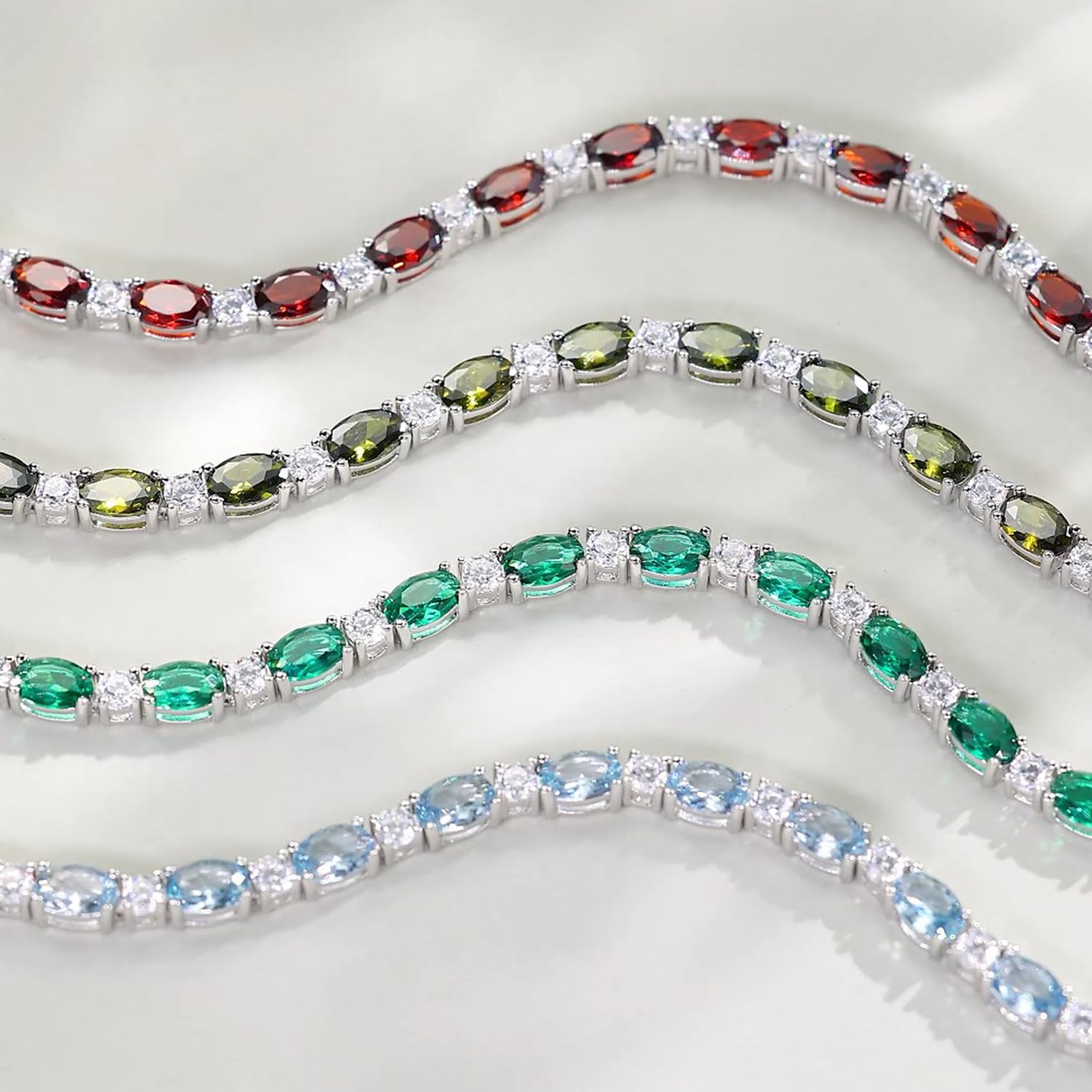 FANCIME Birthstone Bracelets Sterling Silver Tennis Bracelets Charm Fine Jewelry Birthday Gifts for Women 7"