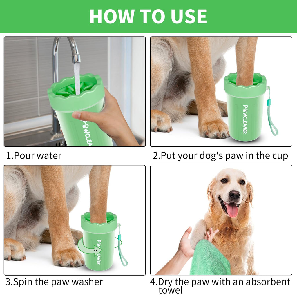 Professional 7 in 1 Dog Paw Cleaner for Dogs & Cats - Includes 1 Portable Paw Washer, 1 Bath Brush, 2 Dog Toothbrushes and 3 Absorbent Towels Note: Fits Paws up to 2 Inches Wide (Small, Black)