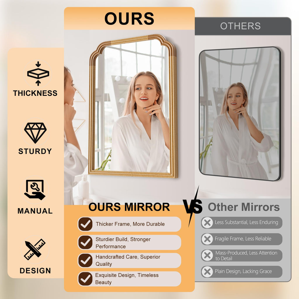 Ferytange 18X24 Inch Black Mirror for Wall with Metal Frame Rectangular Rounded Bathroom Vanity Mirror Anti-Rust, Hangs (Black 18" x 24")