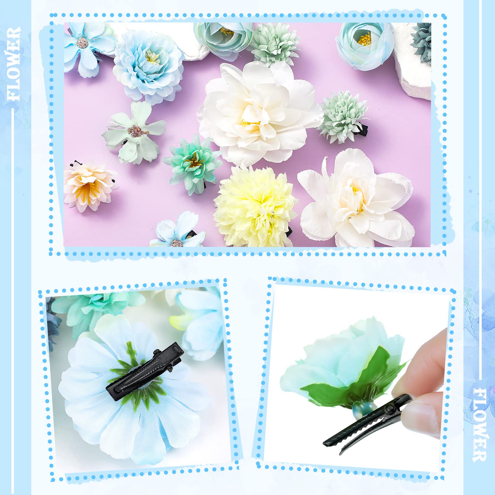 BBTO Flower Hair Clip Rose Hair Clips Barrettes for Women Flower Accessories Boho Bride Claw Clip Hairpin Brooch Pin Headpiece for Wedding(Beige Orange Series,21 Pcs)
