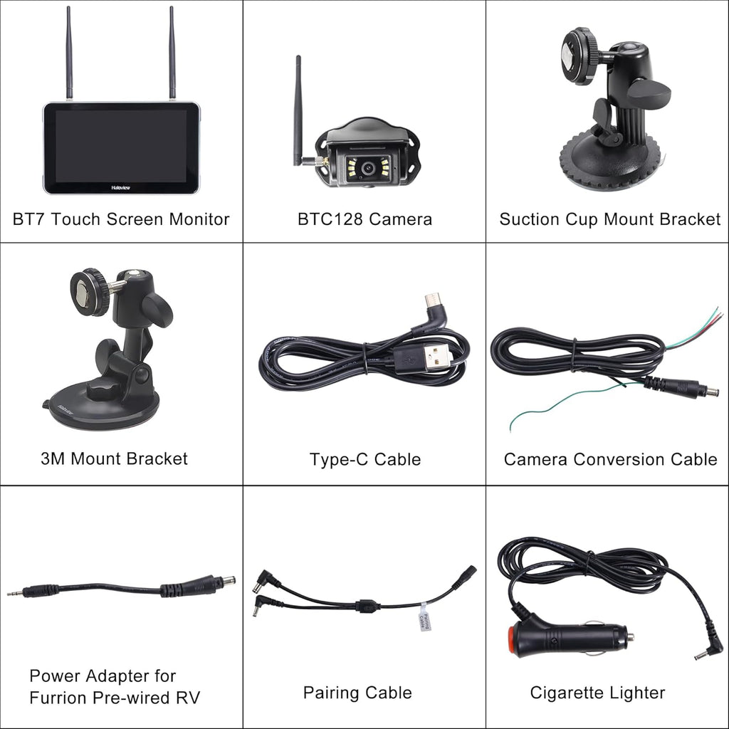 Haloview BT7 Touch RV Backup Camera Wireless 2.4G Digita FHD 1080P DVR Rearview Full-Color Night Vision Cam and 7" Touch Screen Monitor System for RV,Truck,Trailer,Truck,Camper,Van,Pickup