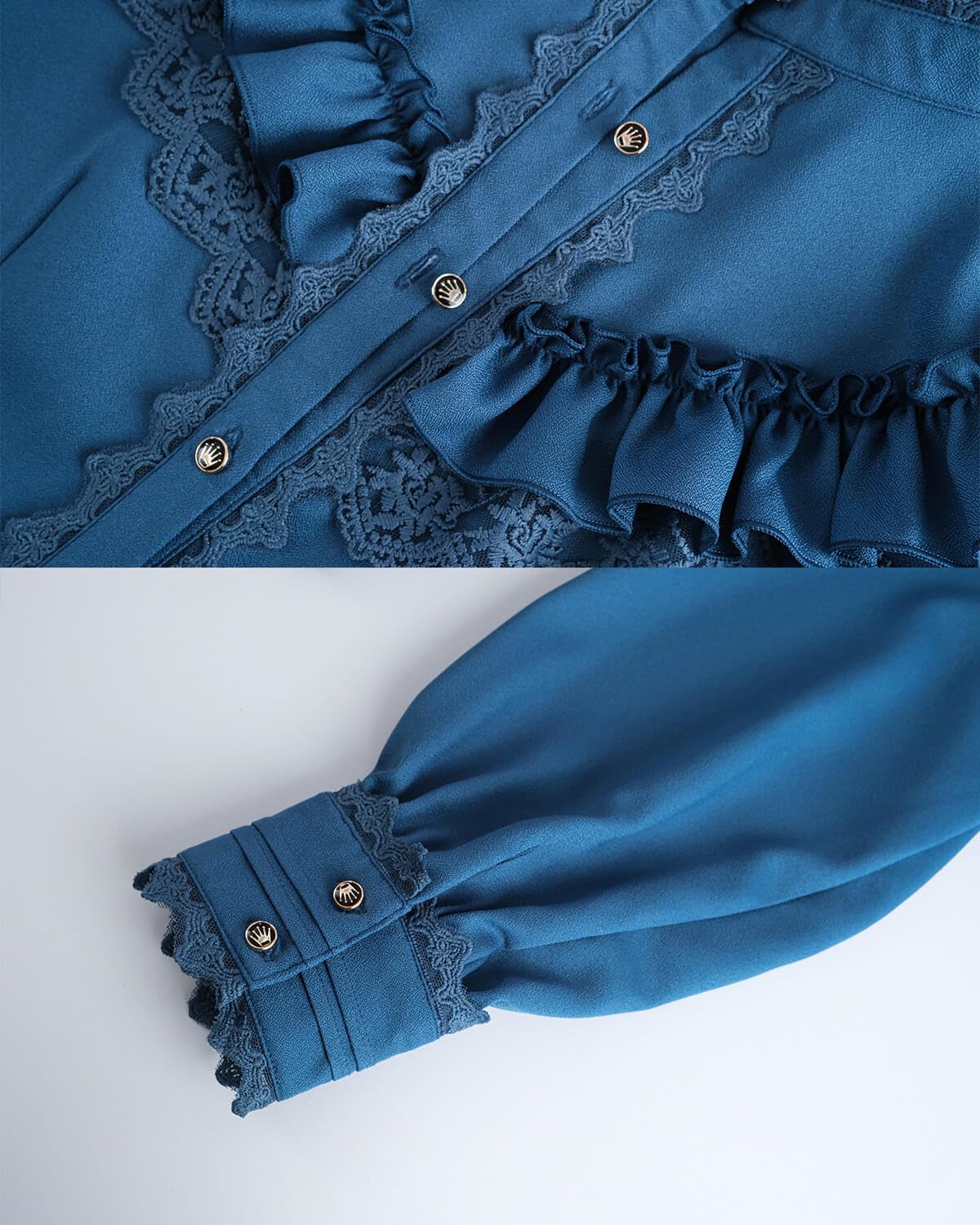 Nuoqi Victorian Blouse Womens Gothic Shirt Vintage Long Sleeve Lotus Ruffle Tops