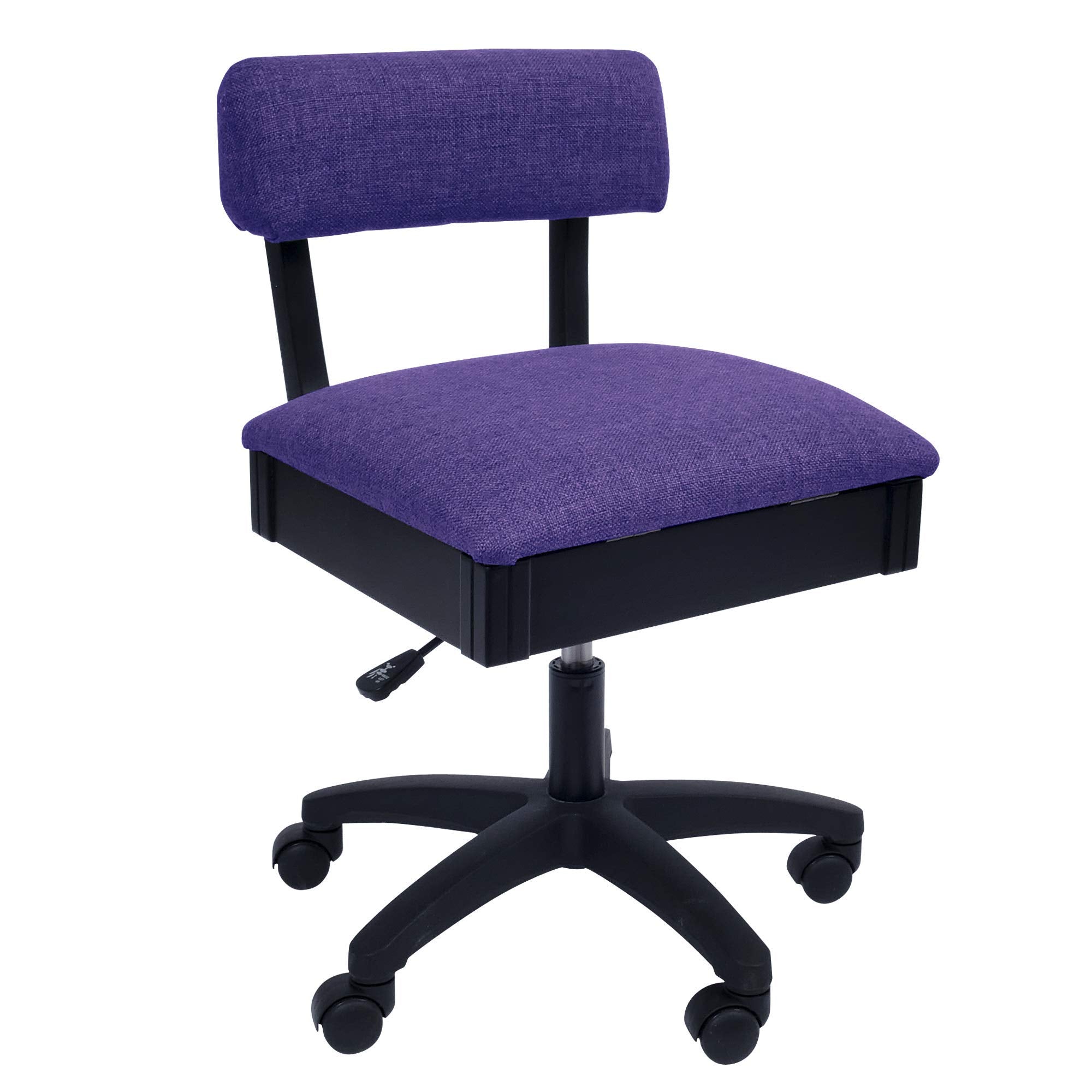 Arrow Sewing H8123 Adjustable Height Hydraulic Sewing and Craft Chair with Under Seat Storage and Solid Fabric, Lady Gray Fabric