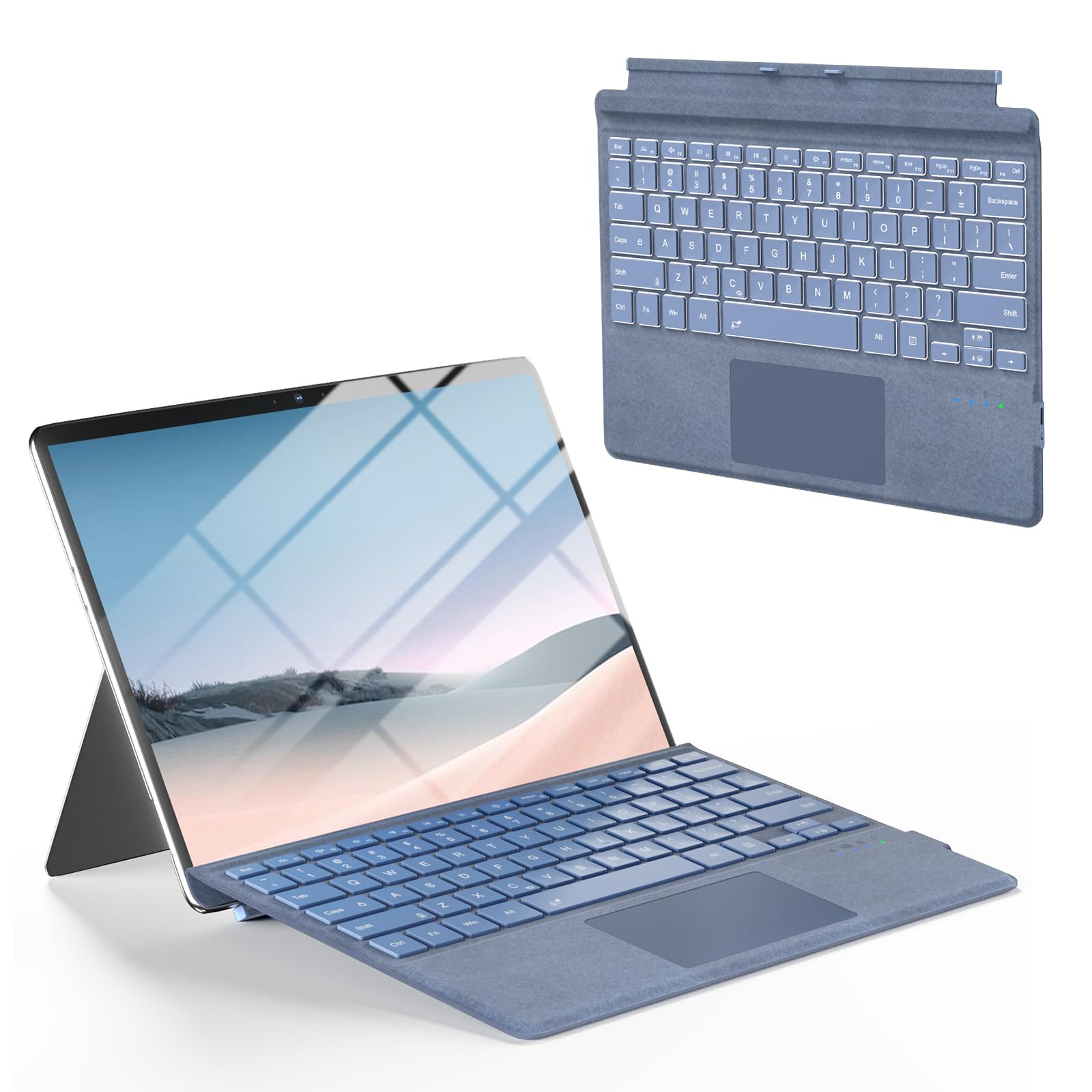Surface Pro 12" Device Keyboard, 7 Color Backlits Bluetooth Wireless Magnetic Type-Cover for Microsoft Surface Pro 12 inch 2025, Smart Sleep/Wake Multi-Touch Trackpad, Ultra-Slim Type-C Rechargeable
