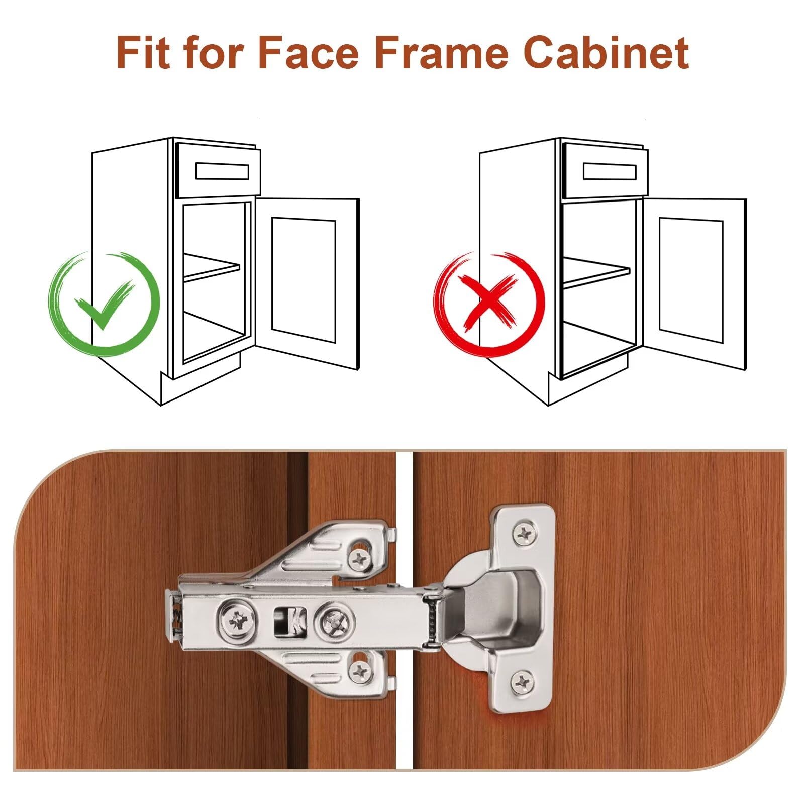 1 Pairs （2 Pack） Soft Close Kitchen Cabinet Door Hinges fit for Face Frame Cabinet,105 Degree Opening Angel Self Closing with Mounting Screws by Probrico