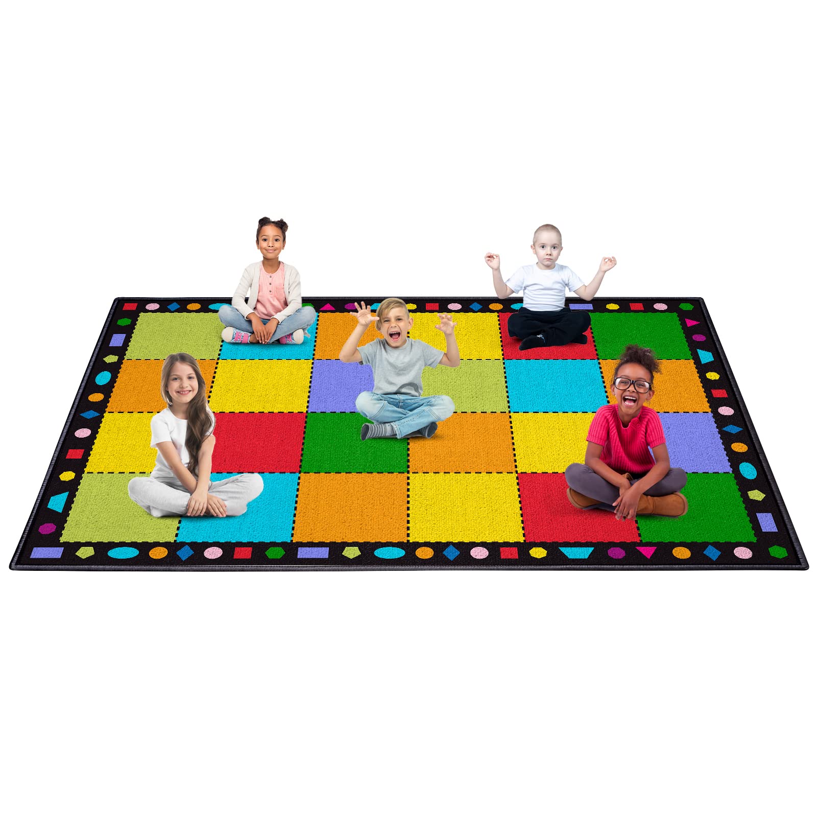 Booooom Jackson Classroom Rug Large Colorful Classroom Carpet with Non-Slip Backing, 9 x 12 ft Children's Classroom Seating Rug Elementary