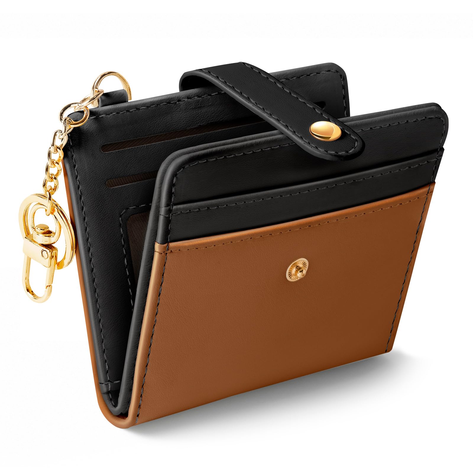 Jogjam Small Ladies Wallet, Rfid Slim Thin Compact Credit Card Women Wallet, PU Leather Bifold Cash Wallet, Zipper Coin Pocket & ID Window, Female Gifts Beige and Brown