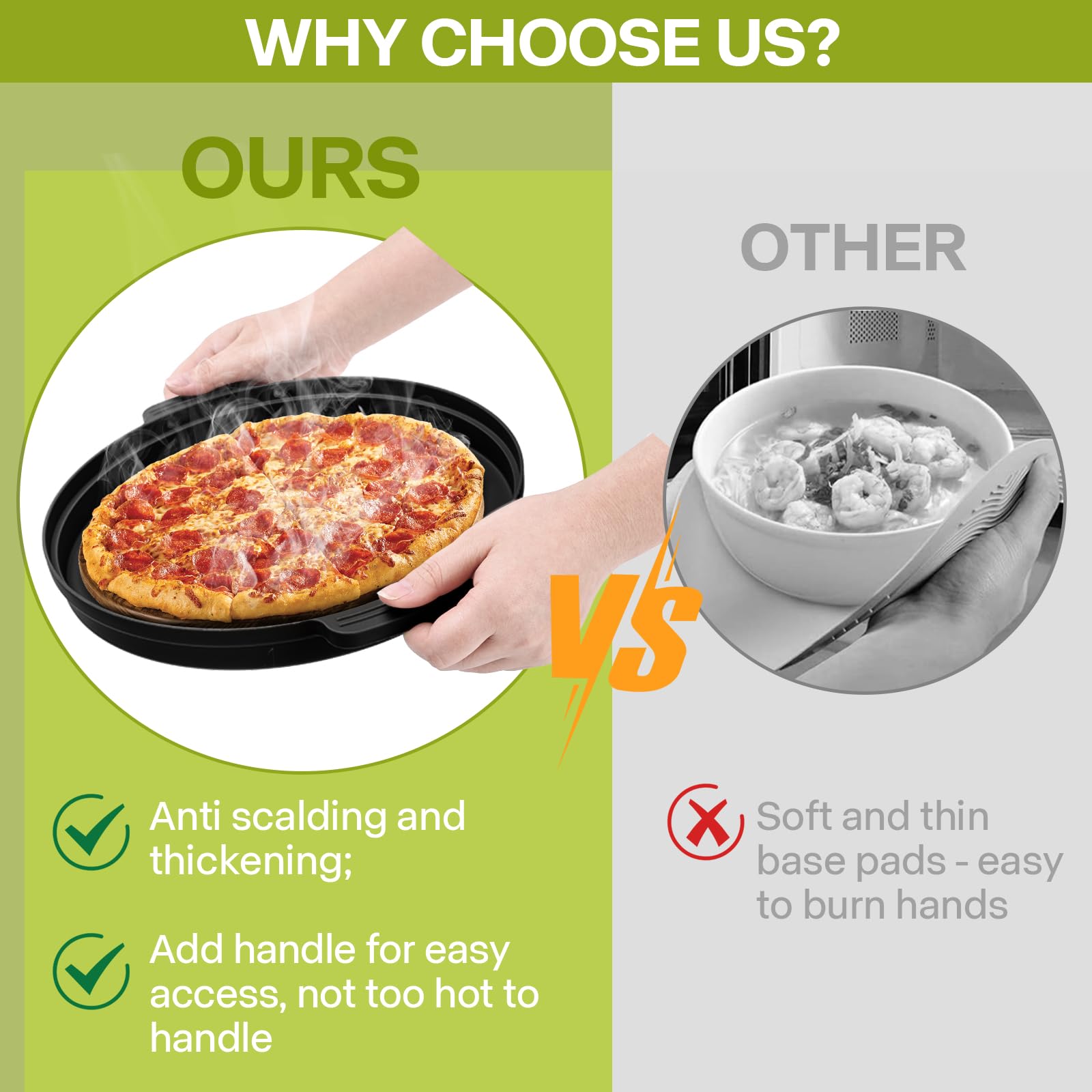 Microwave Splatter Cover for Food with Anti-scald Base Plate,Large Plastic & Silicone Vented Avoid Scalding Collapsible Guard Lid, Plate Holder & Kitchen Colander for Meal Prep-10.7 Inch (2 Pcs BRed)