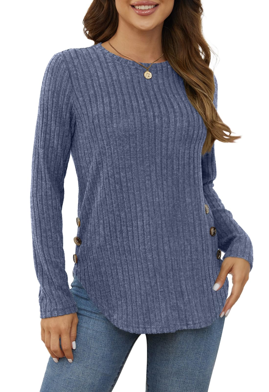 Yincro Women's Long Sleeve Fall Sweaters 2026 Lightweight Casual Crewneck Tunic Tops
