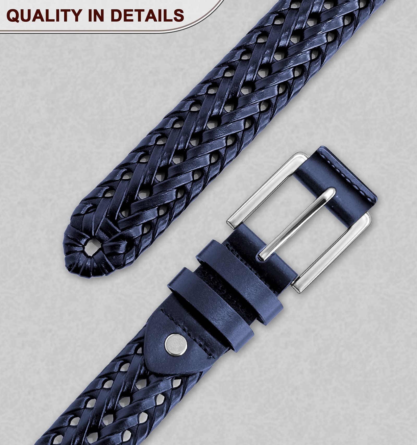 BULLIANT Mens Belts,Leather Woven Braided Belts for Gift Men Casual Jeans Golf