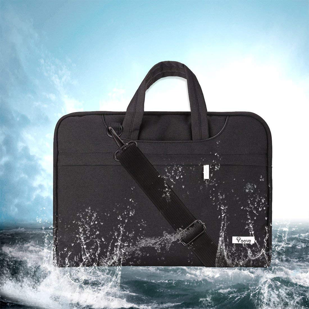 Voova Laptop Bag 13 14 Inch, Waterproof Computer Sleeve Carrying Case with Shoulder Straps & Handle Compatible with Macbook Air 13 M2/M3/M4, MacBook Pro 13/14, HP Dell Lenovo Chromebook 14, Black