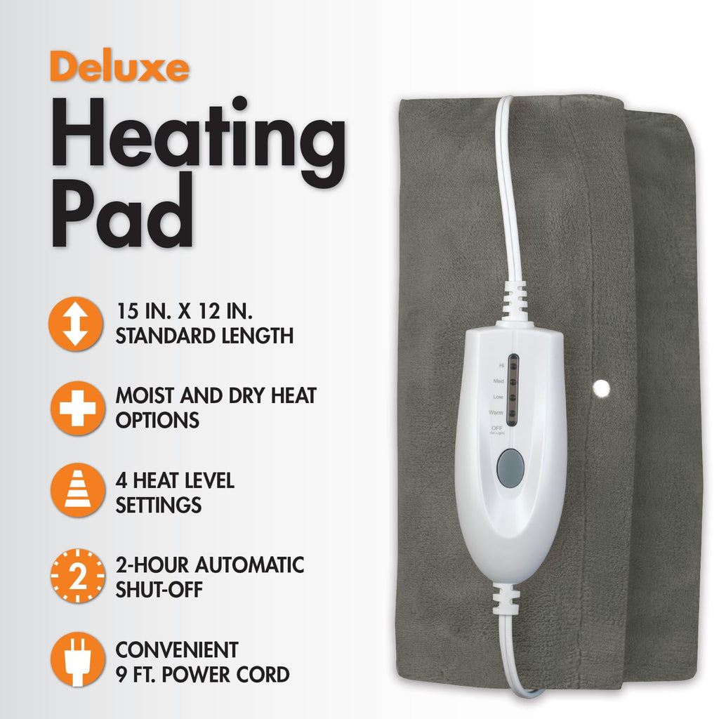 TheraCare Electric Heating Pad | Dry Heat Therapy | 4 Adjustable Heat Settings | 12" x 15" | Comfortable, Soft & Durable