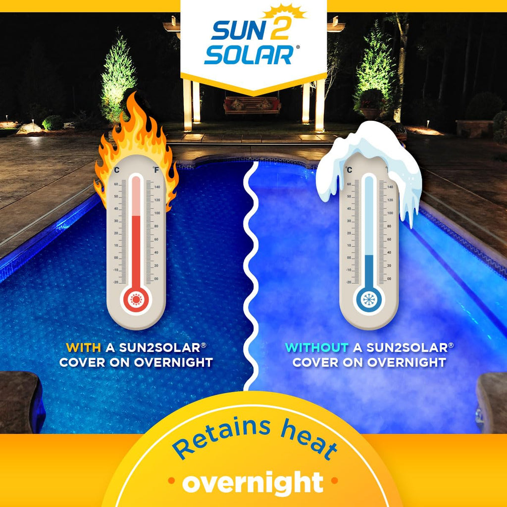 Sun2Solar Blue 10 ft x 15 ft Oval Pool Solar Cover | 8 Mil | Heat Retaining Blanket for Inground and Above Ground Swimming Pools | Harness The Sun's Energy to Heat Pool | Bubble Heating Blankets