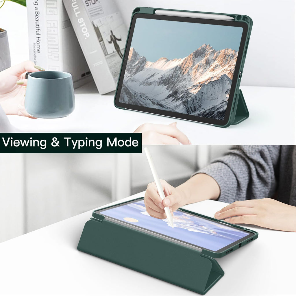 JETech Case ONLY for iPad Pro 11 Inch (2022/2021/2020/2018) with Pencil Holder, Clear Transparent Back Shell Slim Stand Shockproof Tablet Cover, Auto Wake/Sleep (Black)