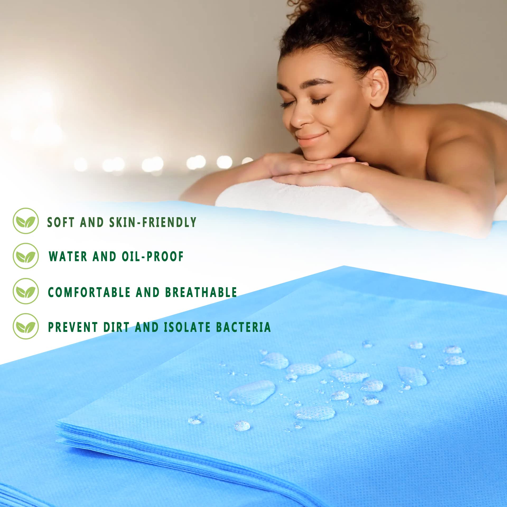 Disposable Bed Sheets 100 Pcs 31" x 71" Massage Table Sheets Non Woven Fabric SPA Bed Cover Breathable for Massage Beauty Tattoos（Black）