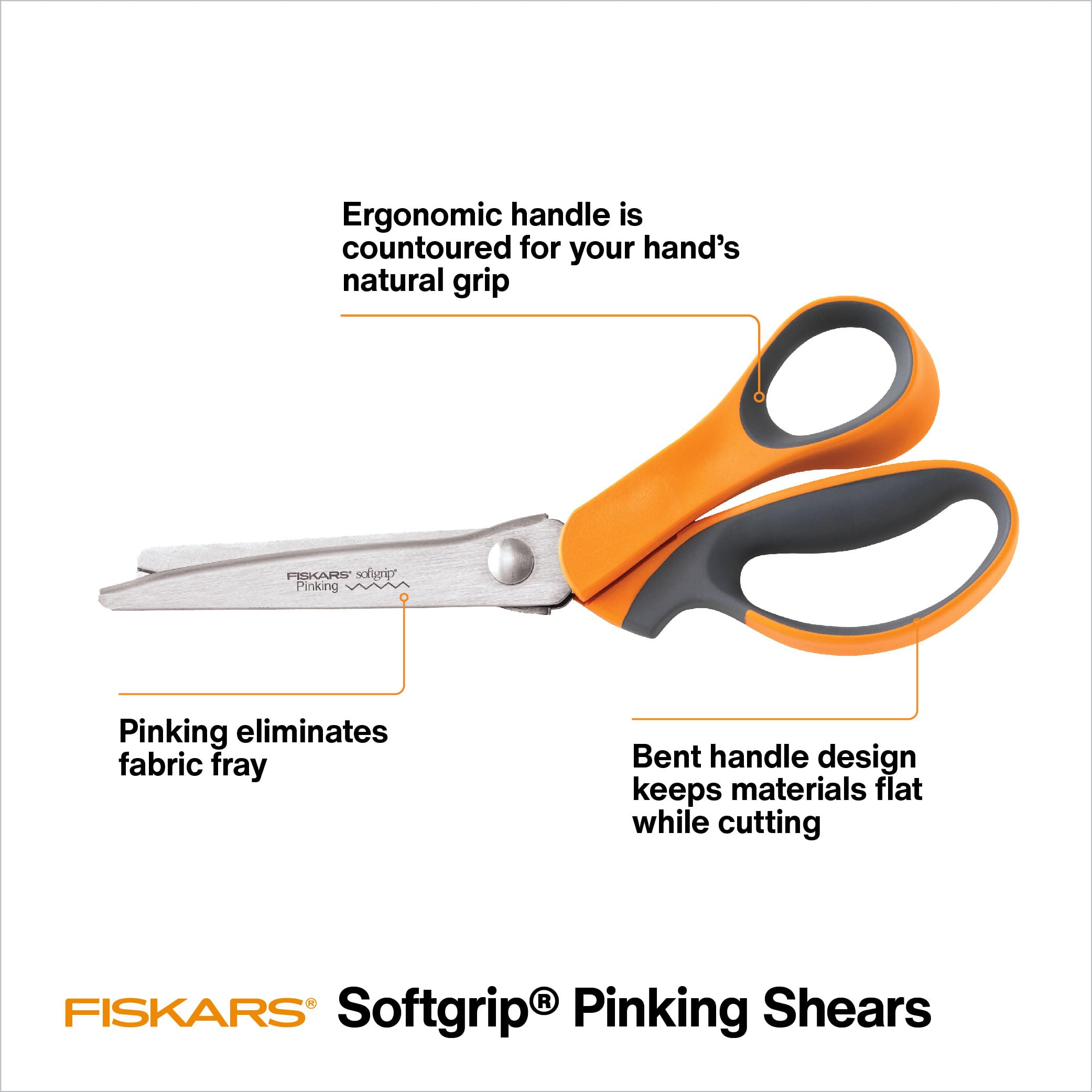 Fiskars 8" Original Orange-Handled Stainless Steel Scissors, Ergonomic and Keeps Material Flat, Sharp All-Purpose Paper and Fabric Scissors for Office, Arts, and Crafts