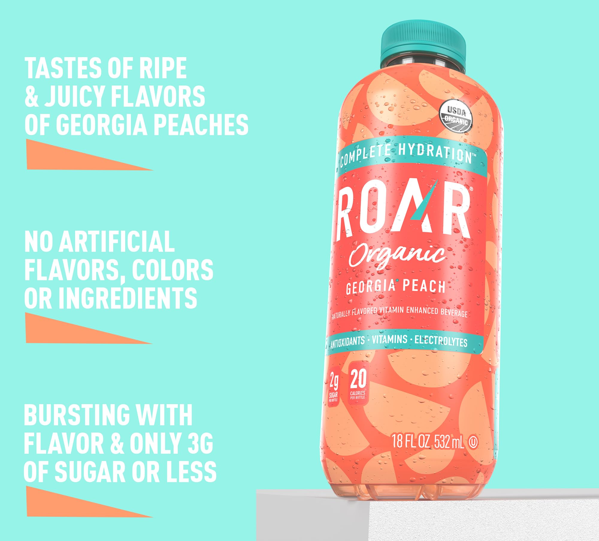 ROAR Complete Hydration Organic - Electrolyte Drinks Loaded with Vitamins C, B5, B12 - Non-GMO, Gluten-Free - Strawberry Lemonade - 12 pc